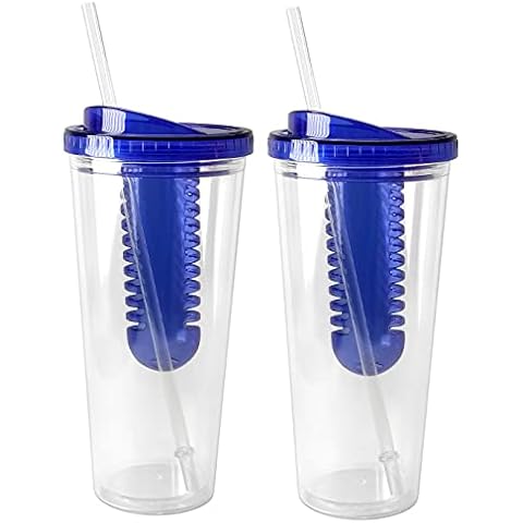 DeVine Accessories Double Wall Tumbler Insulated Acrylic with Straw (2, 23oz Blue) Cover