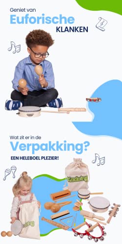 Kadoing-18-Delige-Houten-Muziekinstrumenten-Set-Duurzaam-Cadeau-Educatief-Speelgoed-Verjaardag-Thuis-Montessori-School-Triangel-Tamboerijn-Fluit-Blokfluit-Rammelaar-Mondharmonica-Kinderspeelgoed-Muzie
