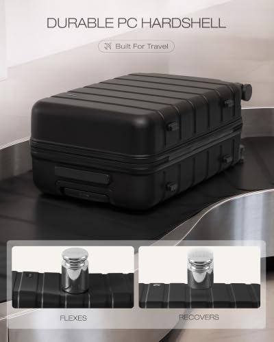 Image of Coolife Luggage Set, Lightweight Durable Hardshell, 3 piece, Black new | Upgraded Polycarbonate Shell Suitcase,360 Spinner Double Wheels,Expandable(20''only),Tsa Lock,Aluminum Handle,Nested Design