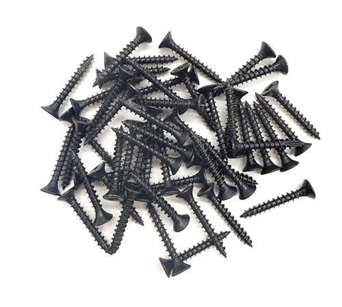 50 PCS Black Wood Screws (3.5mm x 25mm) Double Countersunk Multi Purpose Organic Woodscrews