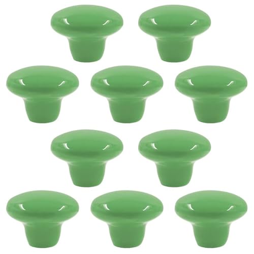 Auvotuis 10Pcs Cabinet Ceramic Knobs, 1.5Inch/ 38Mm Green Cute Drawer Knobs Round Dresser Knob Pull Handles With Screws For Cupboard, Wardrobe, Kitchen, Bedroom, Door, Kids' Room #TOP29