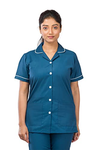 Image of Unisex Nurse Uniform With Normal Length Half Sleeves Top With 2 Pockets Regular Fit Pant Two Side Pockets - Ideals for Hospital Staff /Clinics /Nanny Uniforms |