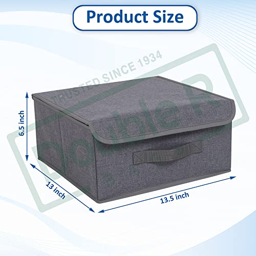 Image of DOUBLE R BAGS Foldable Storage Bins Cubes Boxes with Lid - Storage Box Cube Cubby Basket Closet Organizer with Handles for Closet Bedroom, 13 inch x 13 inch, (Grey, Pack of 1)