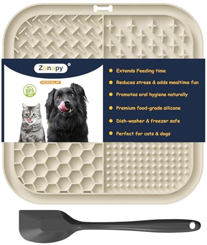 Zonopy Leckmatte für Hunde und Katzen, mit Saugnäpfen, quadratisch, für langsame Fütterung, für Angstlinderung und Langeweile, Hundespielzeug, um sie zu beschäftigen, Haustierpflege, Training