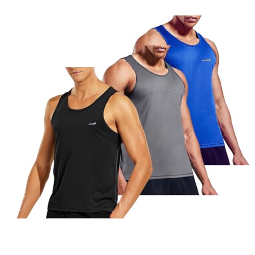 Kit 3 Regata Camisa Masculina Dryfit Academia Treino Fit (BR, Alfa, G, Regular, Preto/Royal/Chumbo)