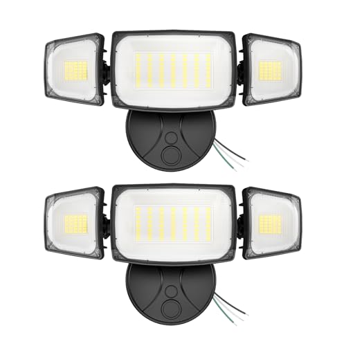 Olafus 80W Flood Lights Outdoor 2 Pack, Switch Controlled LED Security Lights 8000LM, 6500K Outside Floodlight, IP65 Waterproof Exterior Light Fixture for House, Yard, Garage, Wall/Eave Mount Black