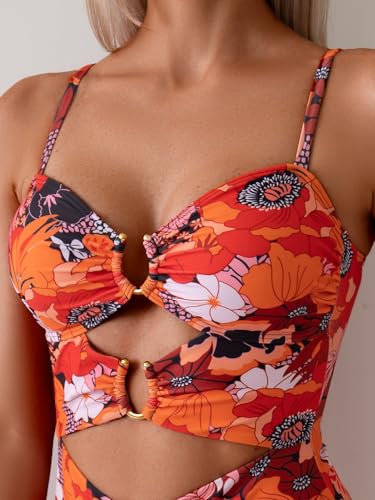 Image of Eomenie Womens Cutout One Piece Swimsuit with Ring Linked Sexy Monokini Bathing Suit for Beach Vacation