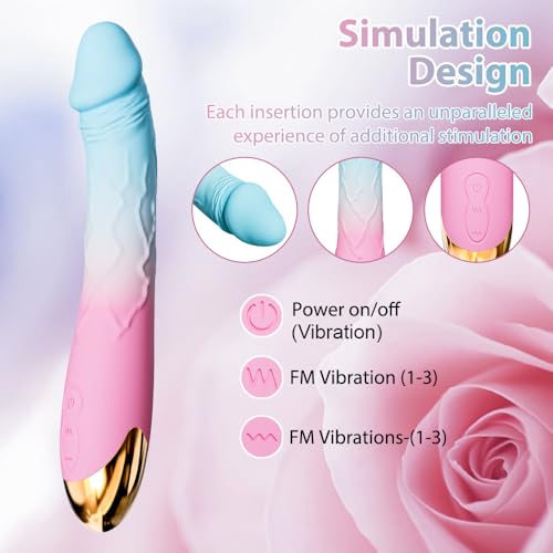 Image of 7.6 Inch Realistic Dildo Vibrator for Women, 10 Powerful Vibration Modes Clitoral G Spot Stimulation Pleasure,Waterproof Rose Adult Sex Toys for Women Couples