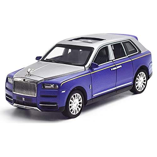 Rolls-Royce Cullinan Suv Model Car Toy, 1:32 Scale Zinc Alloy Pull Back Toy Diecast Toy Cars With Sound & Light & 6 Open Doors For Kids Boy Girl Collect Gift (Blue-Silver) #TOP1