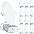 Gkenymun 12 Pack 6 Inch Ultra-Thin LED Recessed Ceiling Light with Junction Box, 16W Eqv 150W, Dimmable Downlight for Kitchen, Bedroom, 1400LM Brightness, 5000K Daylight White