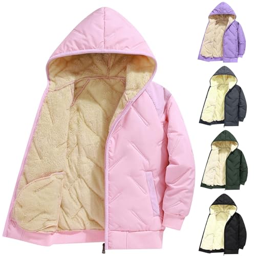 Kids Winter Coat Thermal Fleece Lined Zip Up Hooded Girls Puffer Jacket Fuzzy Fall Long Sleeve Waterproof Snow Coats4