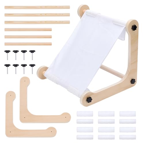 WEBEEDY Bastidor de bordado ajustable para mesa, soporte de punto de cruz, con herramientas, marco de madera para punto de mesa, tapiz, 2 barras de tamaños (30 cm y 40 cm)