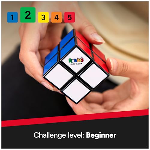 Image of Rubik's Cube, The Official 2x2 Rubik's Cube, Mini Problem-Solving Brain Teaser, Classic Color-Matching Puzzle, Fidget Toy, Sensory Puzzle for Adults, Teens, Kids, for Ages 8 & Up