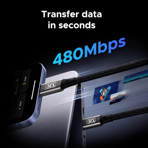 Image of MX 240W Type-C Fast Charging Cable 1.2M, Magnetic Self-Coiling Nylon Braided PD 3.1 Charging Cable with E-Marker Chip, 480Mbps Data Transfer for Laptops, Tablets & Smartphones