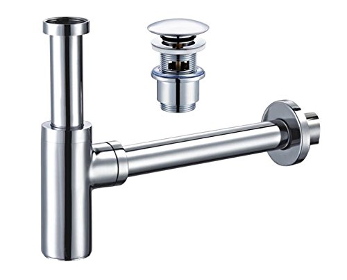 Bene fit 462V2 designerski syfon z zaworem odpływowym do umywalki, 1-1/4", mosiądz chrom