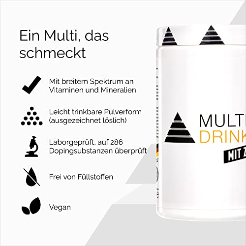 YPSI Multi Drink mit Zink - Multivitamine und Mineralstoffe in Pulverform - Orangen-Geschmack 180g