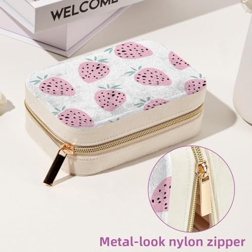 Boîte à bijoux de voyage en velours rose avec compartiments pour bagues - 7