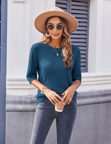 Image of Zeagoo Womens Loose Short Sleeve Tunic Tops Lightweight Crew Neck Crochet Knit Pullover Sweater Blouses