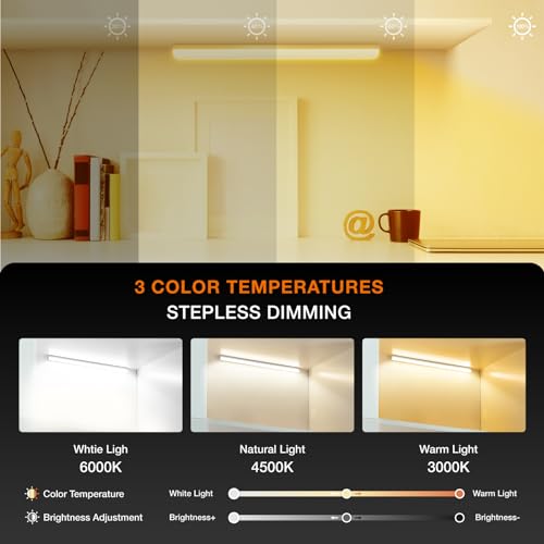 Image of Under Cabinet Lights Remote Control,4 Pack Magnetic Rechargeable Light bar,Under Cabinet Lighting Wireless,Ceiling and Under Counter Lights for Kitchen,Wardrobe,Shelf (White, 20 CM)
