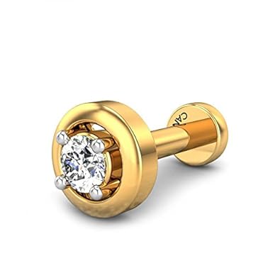 CANDERE – A KALYAN JEWELLERS COMPANY Yellow Gold 18K (750) BIS Hallmark Single Stone SI IJ Diamond Nosepin for Women