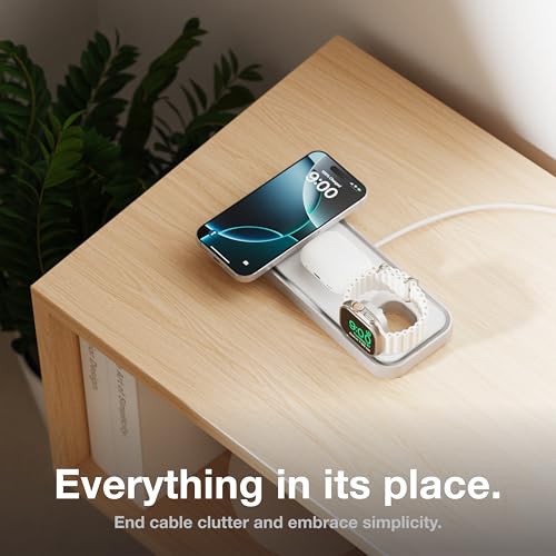 Image of NOCO XGrid XDP3: 3-in-1 Wireless Charging Pad - Charging Station for iPhone, Apple Watch, and AirPods - MagSafe Compatible, Qi2 Certified - Includes 45W USB-C Wall Charger and 6.5-Foot USB-C Cable