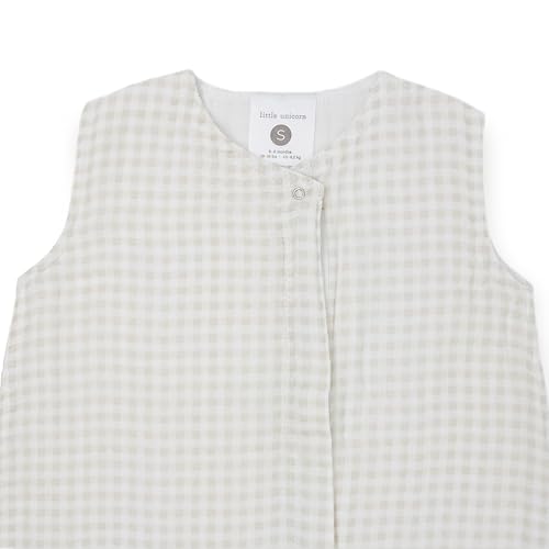 Image of Little Unicorn 12-18 Month Premium Muslin Sleep Sack 1.1 TOG | Soft & Breathable Muslin Cotton for safer sleep | 2 way zipper (Tan Gingham)