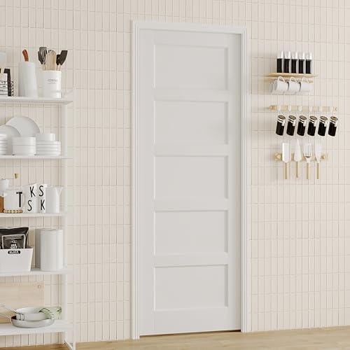 Image of Sliding Pocket Door, 24 inch x 80 inch, 5-Panel Core with Frame and Hardware Kit Set, Interior Doors for Pocket Door, White Primed - No Panel Assembly Required