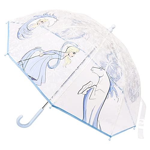 Parapluie Reine des Neiges Elsa et Cheval cadeau d'anniversaire transparent pour enfant