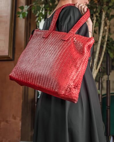 Image of Jild Hobo Style Woven Bag for Women - Soft Handmade Genuine Leather Work Tote Bag - Cross Body Womens Purse