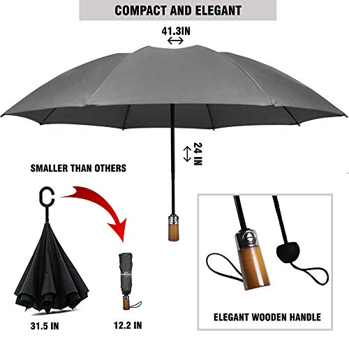Image of Automatic Open Close Compact Travel Umbrella with Wind Vent Umbrella big size Lightweight Windproof Folding for men Women