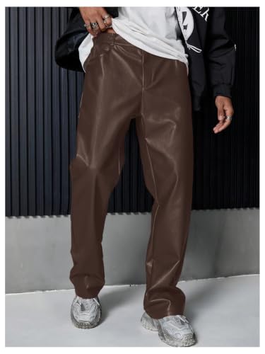Image of GORGLITTER Men's Leather Pants Baggy Western Concert Cowboy Rodeo Outfits
