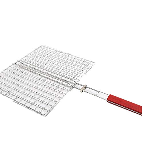 Chanhan Grilling Basket Folding BBQ Grill Stainless Steel BBQ Grillm Net BBQ Accessories For Roast Fish Vegetable Shrimp Seafood