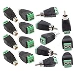 COMAXESORI-16-Pieces-8-x-RCA-Male-to-2-Ports-Terminal-Plug-8-x-RCA-Female-to-2-Ports-Terminal-Plug-RCA-to-Speaker-Wire-Adapter-RCA-to-AV-Screw-Terminal-Connector-Phono-RCA-Male-Female-Plug