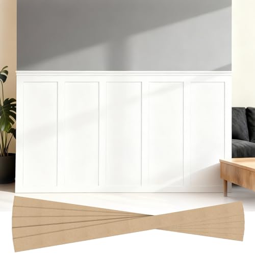 Weysat 2 Set 94.5in x 47.2 in Mdf Board and Batten Wall Panel Kit Premade Wainscoting Panels Decorative Wall Molding Trim Slats Paintable Accent Kit for DIY Home Bedroom Living Room Decor