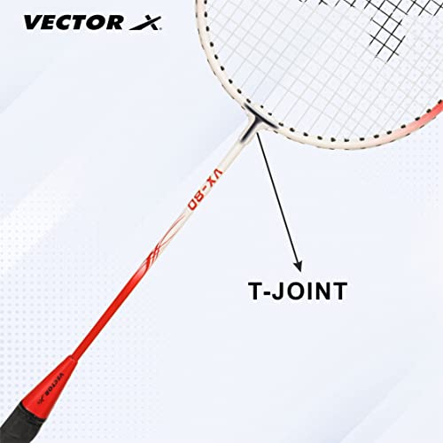 Image of Vector X VXB-80 Badminton Racquet Aluminium Lightweight Racket for Beginners & Adults Durable Frame, Comfortable Grip, Outdoor Sports Practice, Training & Recreational Play (1 PC+ 3 /4 Cover, Red)