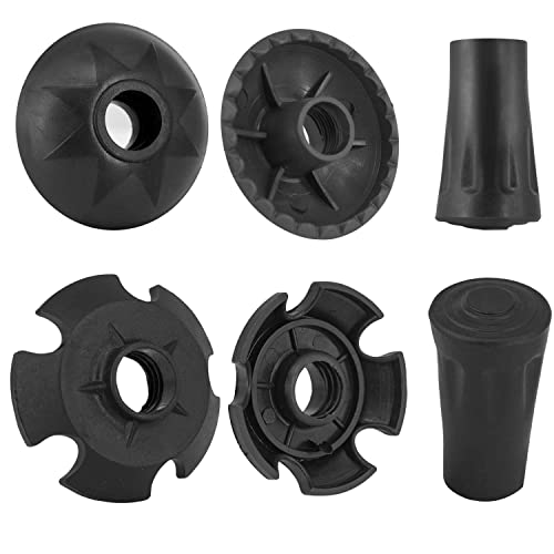 Walking Stick Tips, Trekking Pole Accessories Rubber Tips, Set of 6 Snow Support Mud Support Replacement for Hiking Poles for All Common Trekking Poles, Hiking Sticks, Walking Poles