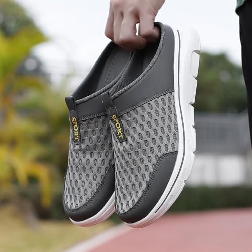 FUNCOS Men's Arch Support Slip-On Mules - Breathable Mesh Walking Shoes with Memory Foam, Lightweight Comfortable House Slippers for Indoor & Outdoor4