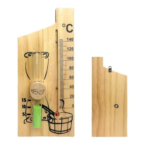 KEXIKELE Sauna Sand Timer and Sauna Thermometer 2 in 1, 15 Minute Timer Sauna Accessories Wooden Sauna Temperature Gauge, Indoor Temperature Measurement Accessories for Steam Sauna Room Cover