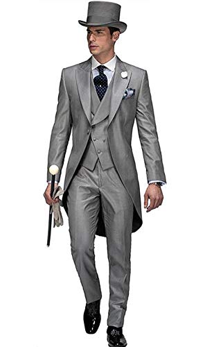 Frank Hommes Beau 3 Pièces Tailcoat Suit Set Costume Business pour Les Hommes Tenue de Mariage Formel 2019