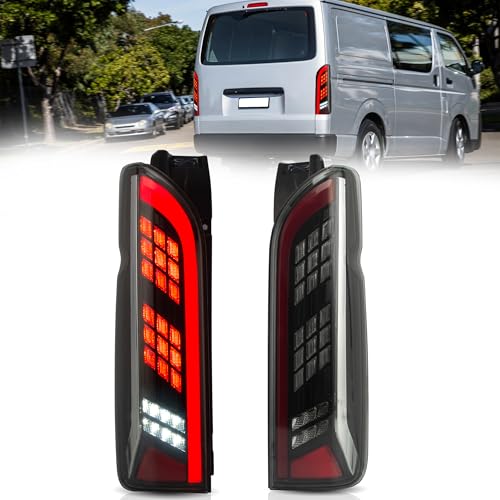 VLAND Tail lights Assembly Fit for 2004-2019 Toyota Hiace 5th Gen(H200), Smoked