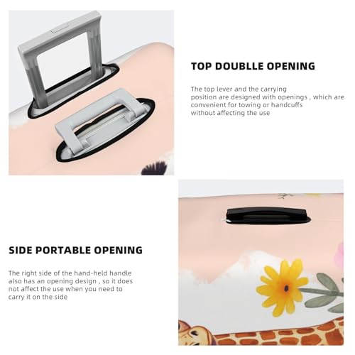 Travel Luggage Cover for Suitcase Elastic Suitcase Protector Cartoon giraffe and flowers Suitcase Covers Washable Suitcase Protective Cover Dust-proof Luggage Covers Fit 18-32 Inch Luggage4