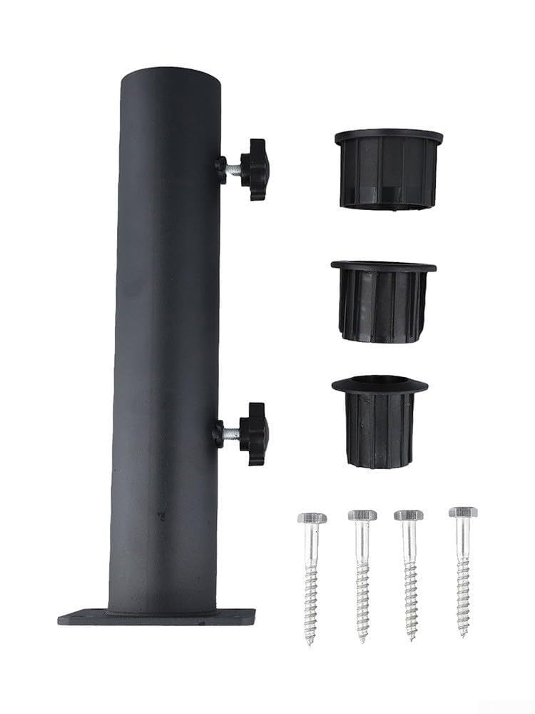 Podstawa parasola tarasowego ze stali nierdzewnej z 3 rękawami z PCW (48/38/32 mm) – wsparcie zewnętrzne do ogrodu i tarasu zwiększa stabilność i bezpieczeństwo