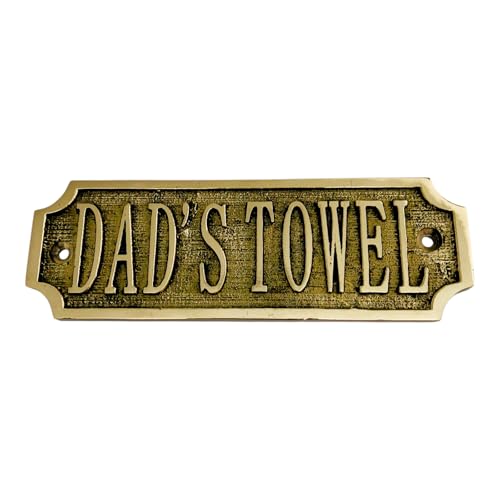 Dad's Towel Sign Brass Plaque, Handmade Decorative Door Sign, 15