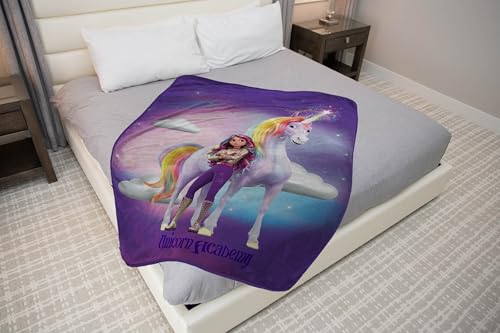 Image of Jay Franco Unicorn Academy Blanket for Girls - 46 x 60 Super Soft Fleece Throw Blanket, Plush Cozy Unicorn Bedding for Kids, Couch Bed & Travel, Machine Washable, Purple (Officially Licensed)
