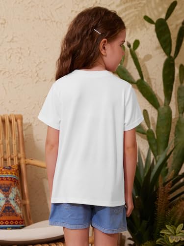 ZDC Girls' Short Sleeve Shirts Kids Crewneck T-Shirts Summer Tops Basic Tees 5-14 Years4