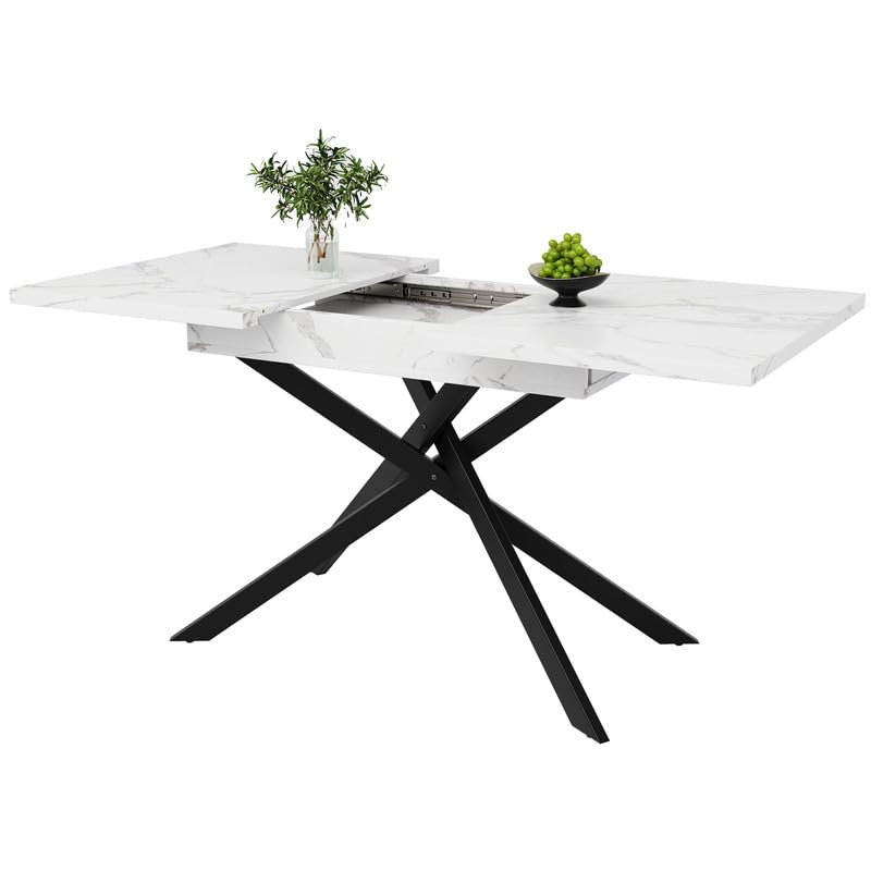 Table de salle à manger design avec piétement croisé en fer noir - 5