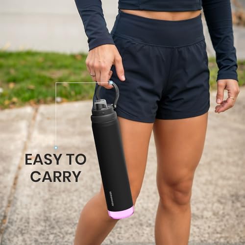 Image of Aquaminder Rio Prime+ Smart Water Bottle, 700 ml with Beep & Glow Reminder Double Wall Stainless Steel, Hot & Cold Retention, 15-Day Battery (Black)