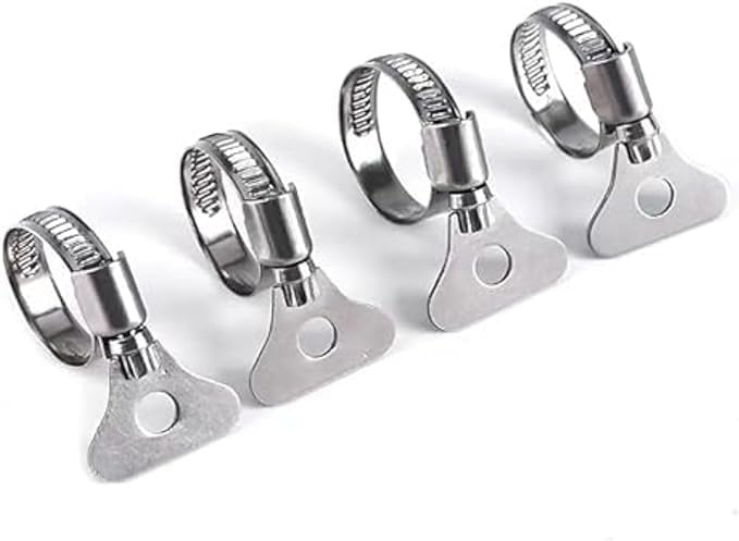LonESA 10-Pack 304 Stainless Steel Adjustable Hose Clamps (10-16mm / 3/8"-5/8"), Thumb Screw Key-Type Design, Corrosion Resistant for Automotive,