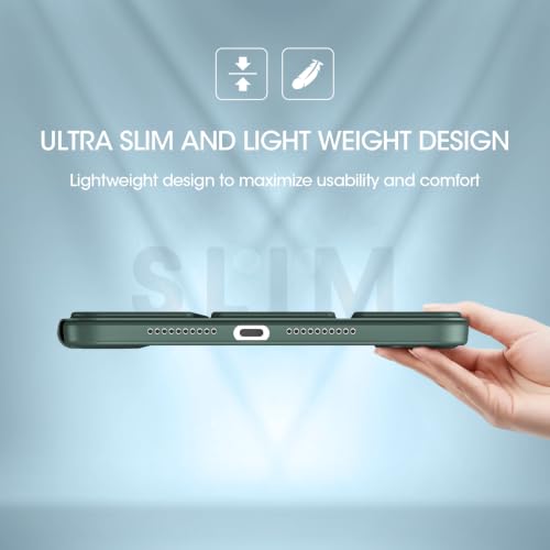 Image of ProCase Smart Case for iPad mini 7 A17 Pro 2024 /Mini 6 2021 8.3 inch -Mgreen | Slim iPad Mini 7th /6th Gen Case with Pencil Holder Hard Back Cover for iPad Mini 8.3 Inch 7th Gen /6th Gen