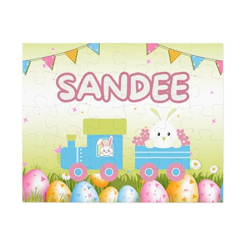 Hiding Place Boutique, Handmade Personalized Easter Child Name Puzzle, Boy Jigsaw Game, Custom Kid Girl Bunny Rabbit Candy Basket Train Jesus He is Risen Happy Empty Tomb Candy Egg Hunting Unicorn